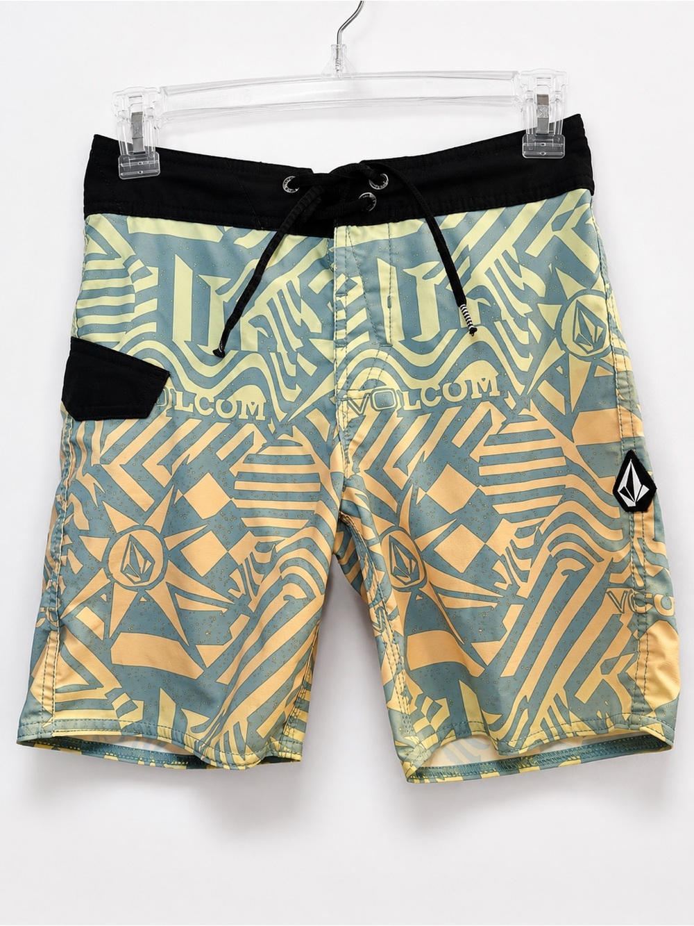Volcom Boys Youth Aqua & Peach Geometric Surf shorts